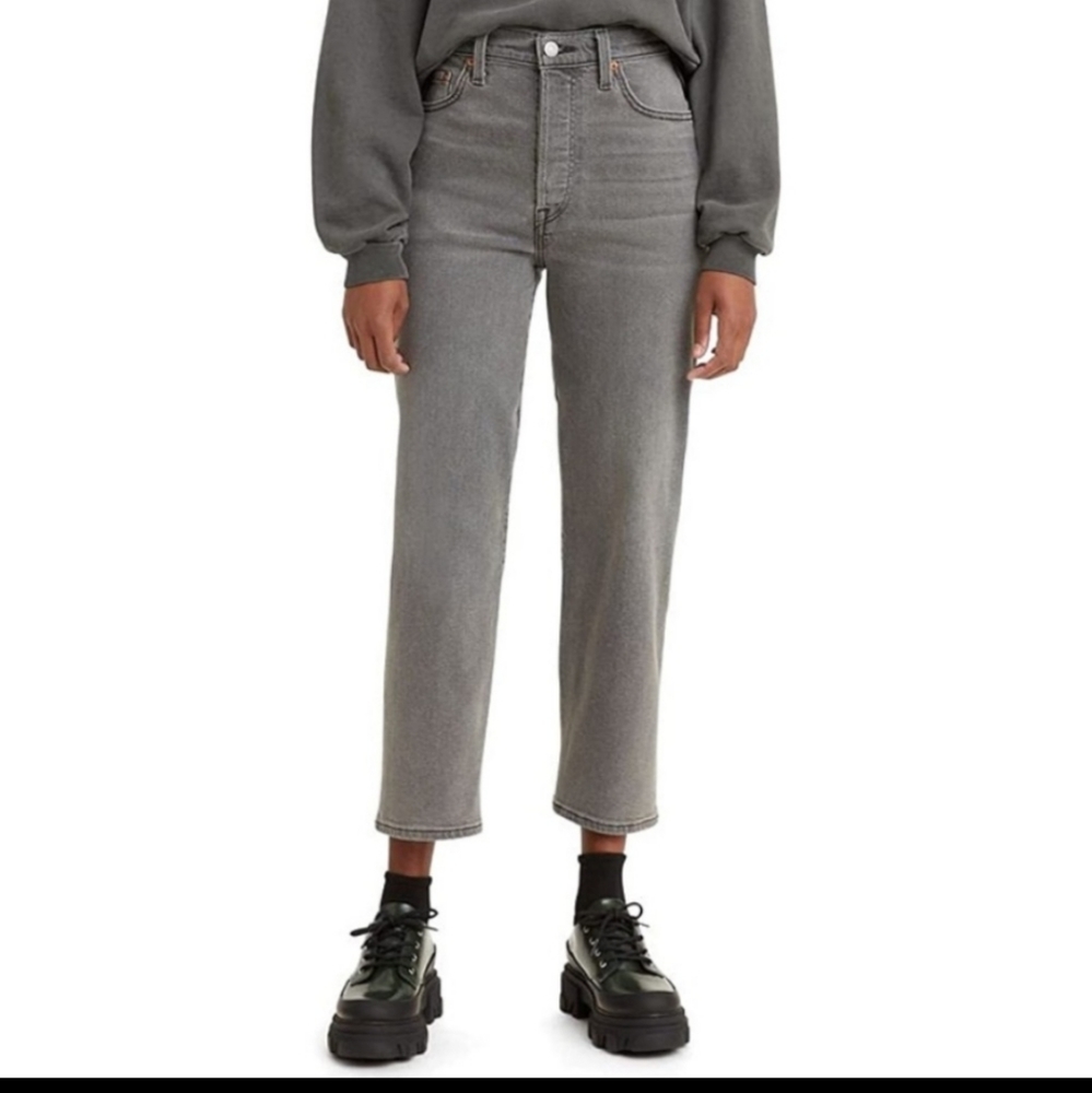 Levi's Ribcage Straight Ankle Womens 27x27 Light Wash Gray Denim High Rise NWT